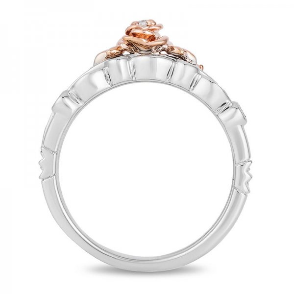 Crystal Rose Stackable Band Set in Titanium steel and Rose Copper and zinc alloy