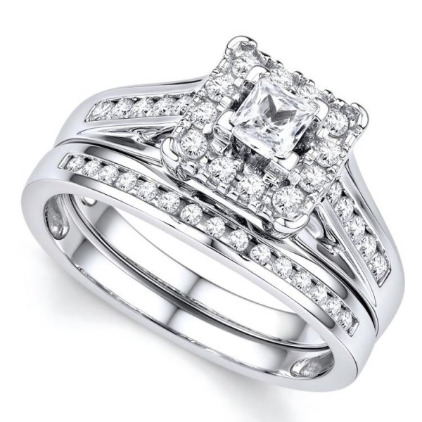 Diamond Bridal Set 5/8 ct tw Round-cut 10K White Gold
